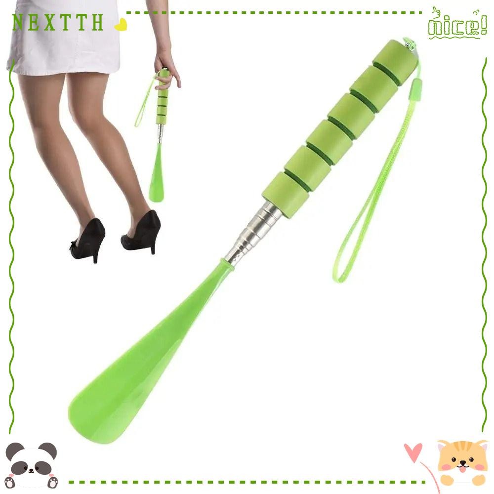 Nextth แตรรองเท้าแบบพับเก็บได้, แตรรองเท้าด้ามยาวสแตนเลส, พลาสติกสะดวก อุปกรณ์เสริมรองเท้ายกรองเท้าช้อน