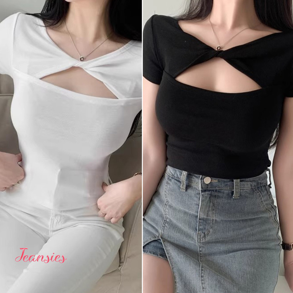 เสื้อยืดคอกลมแขนสั้นลายระบายสำหรับผู้หญิง ดีไซน์ใหม่