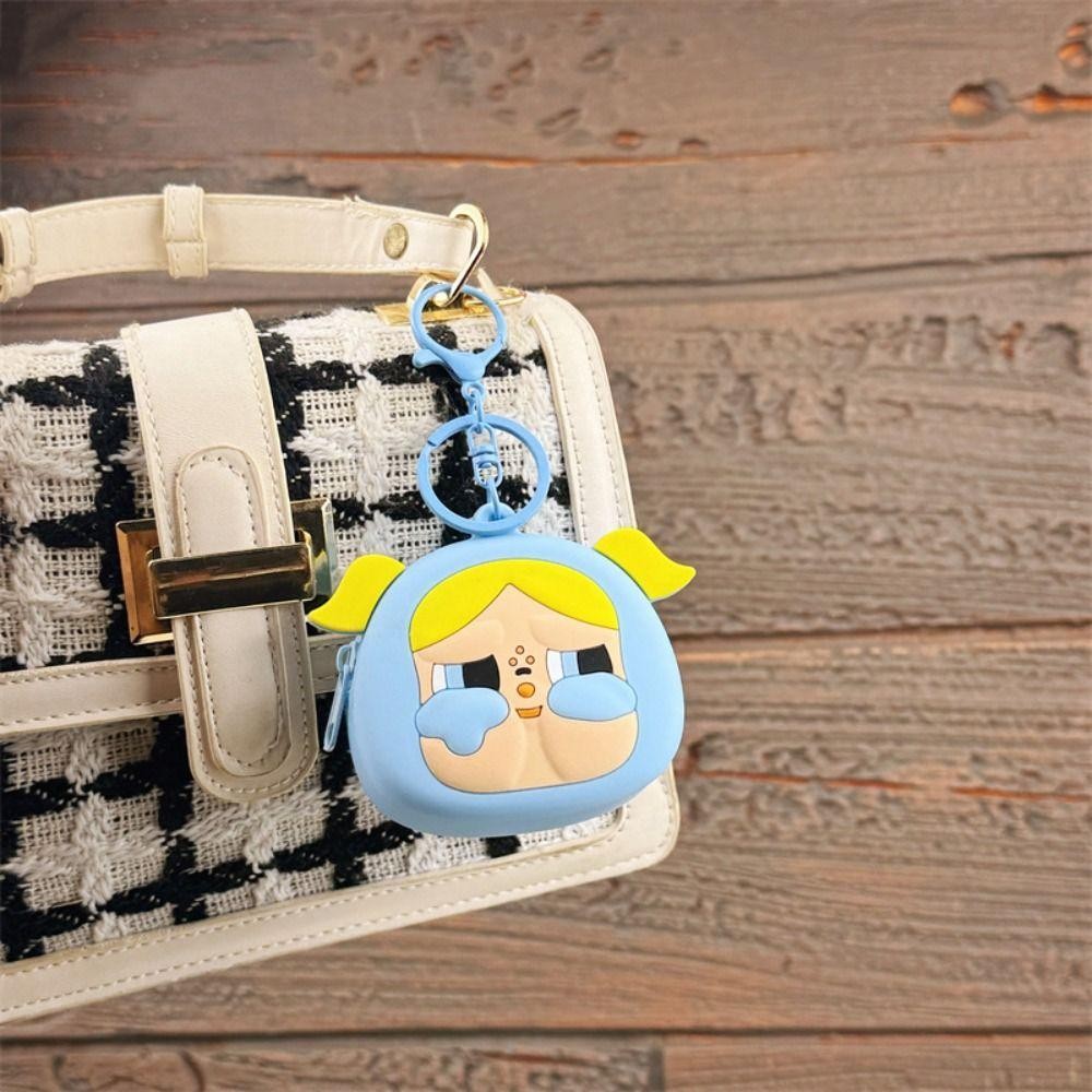 Ivory The Powerpuff Girls Doll Pendant, Silica Gel Backpack Pendant Cartoon Silicone Coin Purse, Portable Anime Figure Popmart Kawaii Crybaby Doll Key Ring Kids