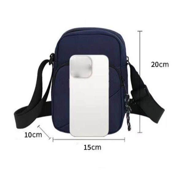(w206) กระเป๋าสะพายข้างชายหญิง 2ซิป ขนาดกะทัดลัด ใส่ มือถือขนาดใหญ่ได้ - รูปที่ 6