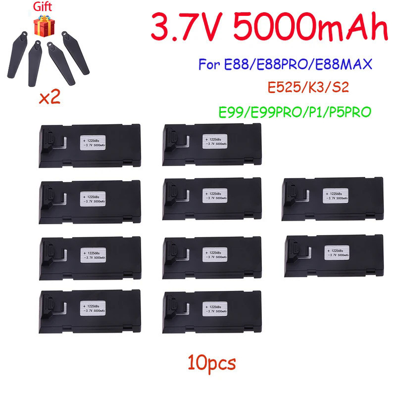 3.7V 5000Mah RC Drone Battery Accessory For E88 E88PRO E99 K3 Ls-E525 E525 PRO Mini Uav Drone Batter