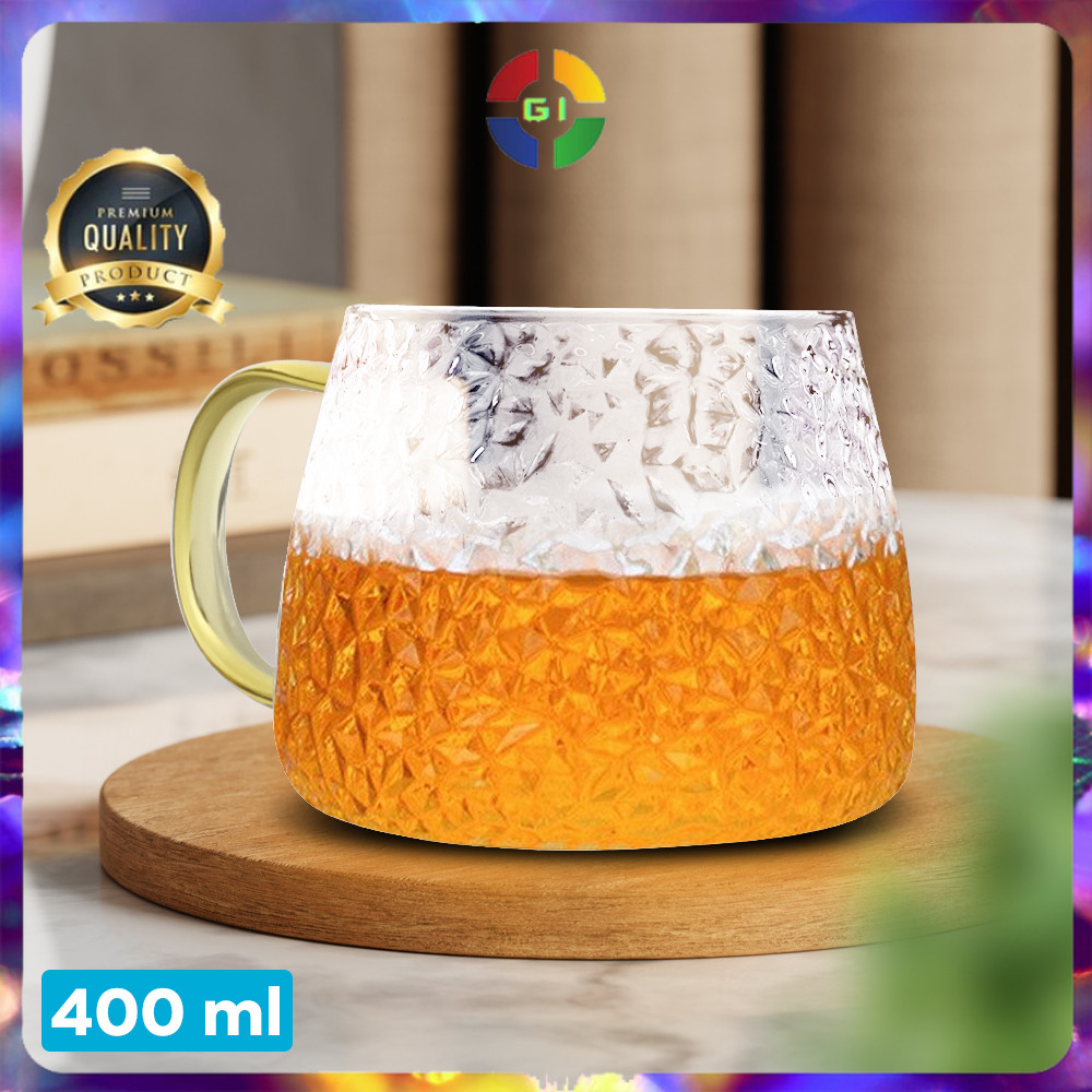 (GI) Aesthetic Coffee Tea Glass Cup 400ml