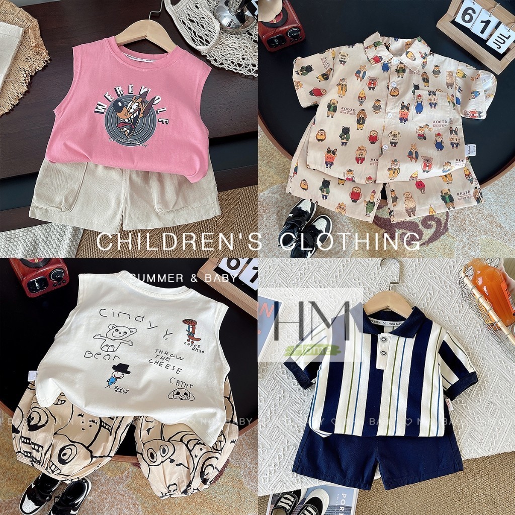 เสื้อผ้าเด็ก ชุดเซท 2 ชิ้น ชุดหล่อลูกชาย ใส่เที่ยว เสื้อเชิ้ตแฟชั่น