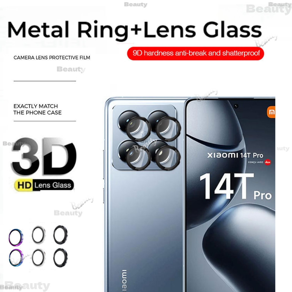 ตัวป้องกันเลนส์กล้องด้านหลังสําหรับ Xiaomi 14T Pro 5G แหวนโลหะด้านหลังสําหรับ Xiaomi 14T 13T 14 T Pro 14TPro 13TPro Mi14T Xiaomi14T ฝาครอบกระจกป้องกัน Xiaomi14TPro 2024