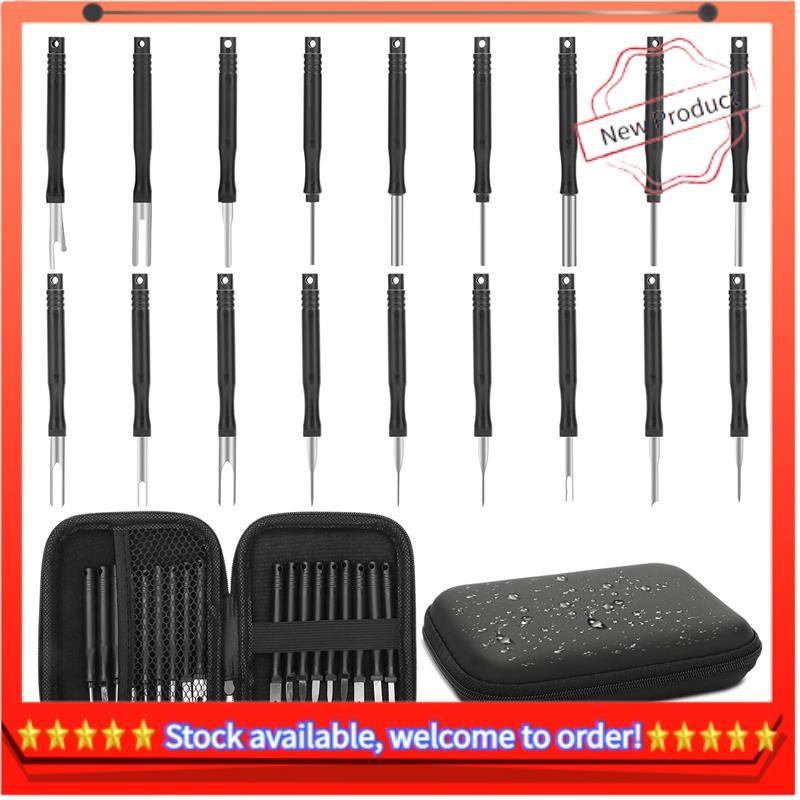 พร้อมสต็อกชุดเครื่องมือถอดเทอร์มินอล 18pc Pin Extractor ชุดเครื่องมือ Depinning เครื่องมือ, ขั้วต่อสายไฟอัตโนมัติ Pin Release เครื่องมือ
