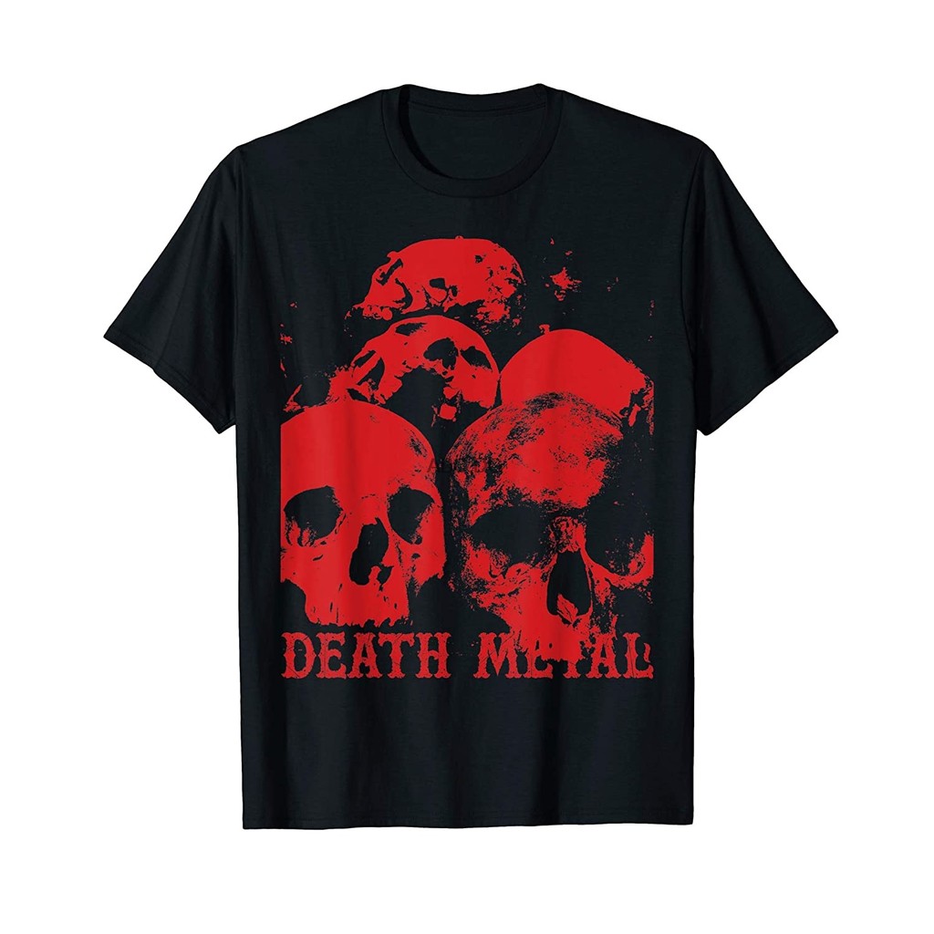 เสื้อยืด Death Metal พร้อมเสื้อยืด Red Skulls