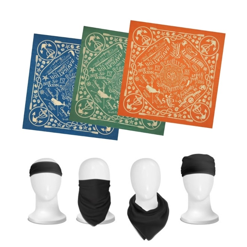 Whi 21 Marine Bandana Head Scarf Hip Hop Square Turban Head Scarf สําหรับวัยรุ่น