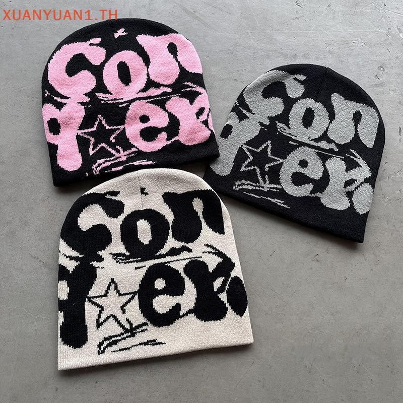 XUAN Vintage Y2K ขนสัตว์อะคริลิคถักหมวกผู้หญิง Beanies ฤดูหนาว Warm Beanies Harajuku Hip Hop Casual Skullies กลางแจ้ง TH