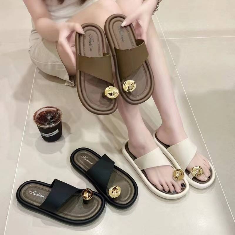 Destin🩰พร้อมส่งจากไทย🛒 (LT-8815)รองเท้าแตะแฟชั่น ผู้หญิง พื้นนิ่ม เรียบง่าย ใส่สบาย นเำหนักเบา มี2 สีให้เลือก