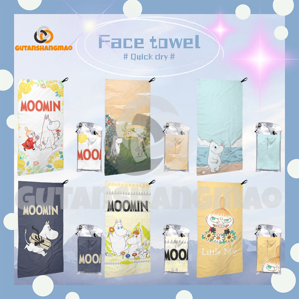 Moomin LIttle My 40*80CM ผ้าขนหนูแห้งเร็วส่วนบุคคลแบบกำหนดเองขนาด 16x31.5 นิ้วผ้าขนหนูไมโครไฟเบอร์ดูดซับนุ่ม