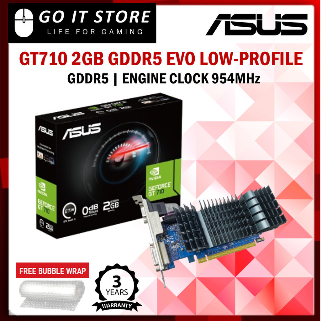 กราฟิกการ์ด Asus GeForce GT 710 2GB GDDR5 EVO โปรไฟล์ต่ํา (GT710-SL-2GD5-BRK-EVO)