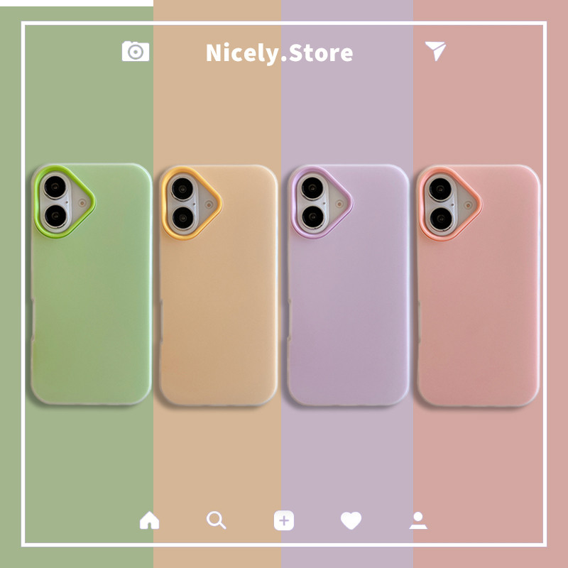 Simple 2 in 1 Pure สีเคสโทรศัพท์สําหรับ iPhone 16 15 14 13 12 Pro Max 11 16Pro กันกระแทก TPU + PC Big Hole ป้องกันปกหลัง