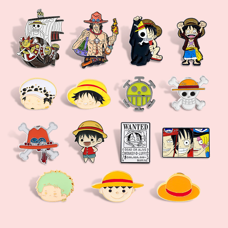 20 รูปแบบอะนิเมะ One Piece เข็มกลัดปกการ์ตูนตัวอักษรเคลือบ Pin กระเป๋าเป้สะพายหลัง Badge อุปกรณ์เสริมเครื่องประดับของขวัญสําหรับเพื่อน