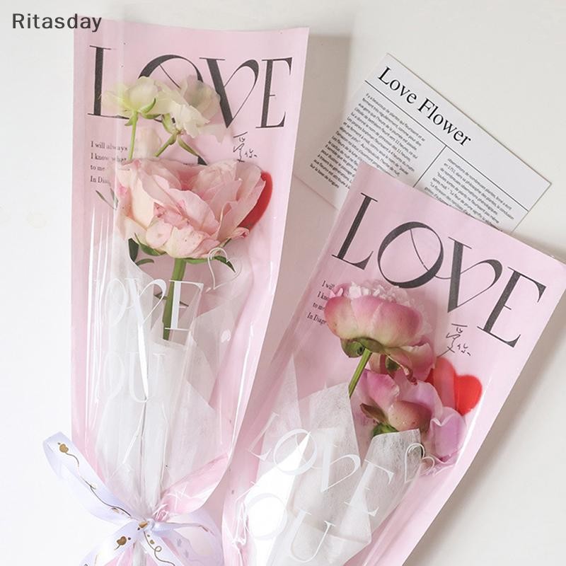 Ritasday 20 ชิ้น LOVE โปร่งใส Rose ถุงบรรจุภัณฑ์ช่อดอกไม้ถุงพลาสติกช่อดอกไม้กระดาษห่อเดี่ยวหนึ่งตรงกระเป๋าดอกไม้บรรจุภัณฑ์ใหม่ - รูปที่ 4