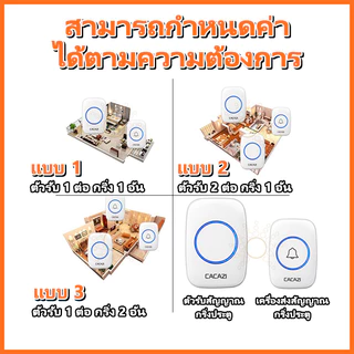 กริ่งประตูไร้สาย CACAZIออดไร้สาย กริ่งไร้สาย กริ่งประตูบ้าน DC wireless doorbell ระยะการใช้งาน 30 เมตร