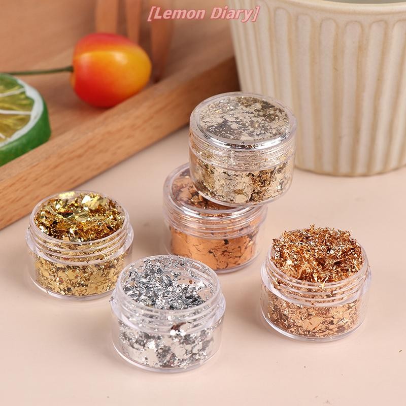 แอลดี| Gold Leaf Flakes ฟอยล์สีทอง Paing Art Nail Decor กระดาษฟอยล์เรซินแม่พิมพ์บรรจุใหม่