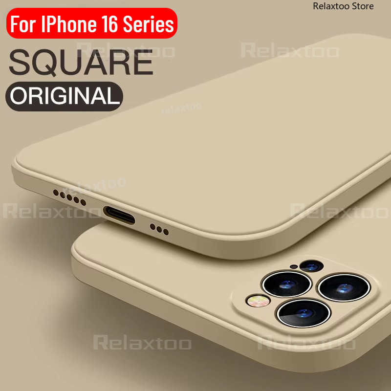ปลอกสําหรับ IPhone16 IPhone 16 15 14 Pro Max Plus 16Plus 15Plus 14Plus IPhone16ProMax 5G Square Liquid Soft แฟชั่นคู่เคสโทรศัพท์กันกระแทกกันชนป้องกันกล้องปกหลัง