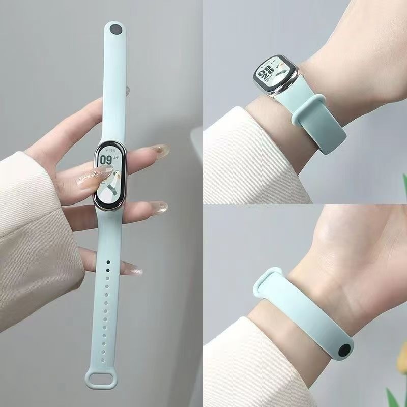 ไม่มีนาฬิกาสําหรับ Mi Band 8 9 NFC สาย Mi Band 10 8 อุปกรณ์เสริมซิลิโคนอ่อนนุ่มสําหรับ Xiaomi MiBand 7 6 5 4 3 สร้อยข้อมือ