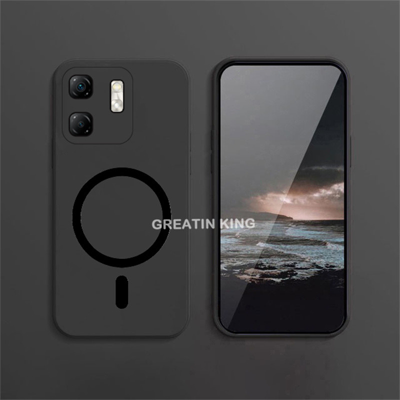 เคส Infinix Hot 50i / Infinix Smart 9 Black Matte Soft TPU ฝาครอบป้องกันพร้อมสติ๊กเกอร์ชาร์จไร้สาย
