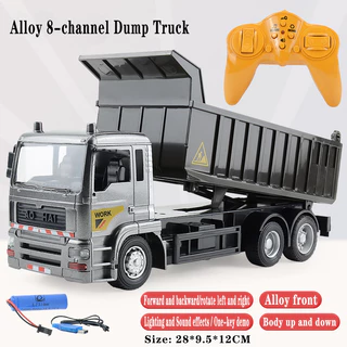 รถบังคับ รถบรรทุกหัวเหล็ก โลหะผสม RC รีโมท 8ช่อง พร้อมรีโมทคอนโทรล แสงและเสียง ยานพาหนะ ของเล่นเด็ก