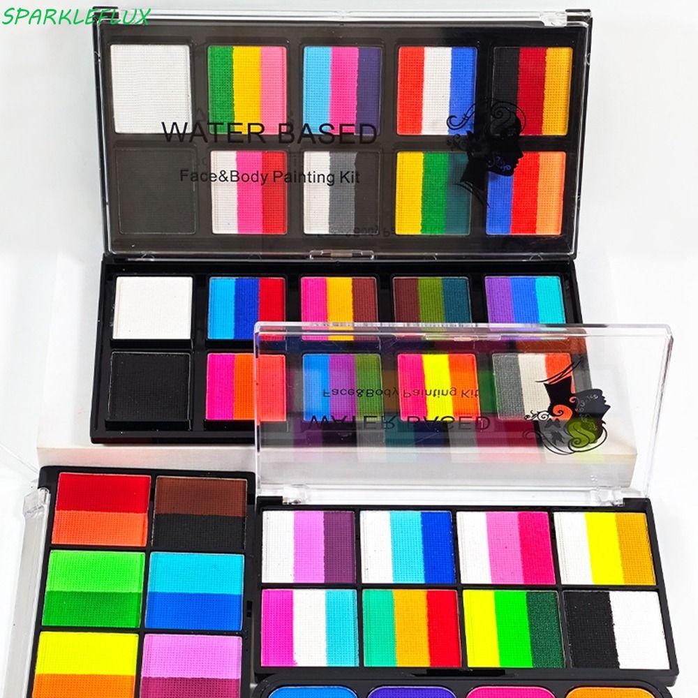 ประกายไฟ ชุดเพ้นท์ใบหน้า,แต่งหน้ากันน้ําร่างกายศิลปะจิตรกรรม,สีน้ํามันร่างกายล้างทําความสะอาดได้ทําความสะอาดง่ายที่มีสีสันฮาโลวีนแต่งหน้าเครื