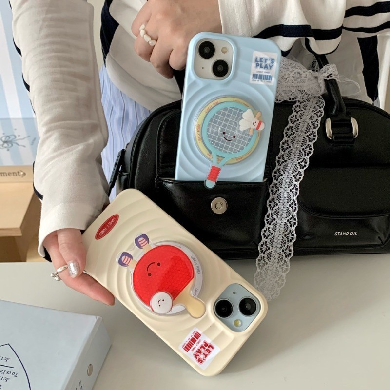 เกาหลีน่ารัก Rotat ปิงปองแบดมินตันสําหรับ Magsafe โทรศัพท์แม่เหล็ก Griptok Grip Tok Stand สําหรับ IPhone