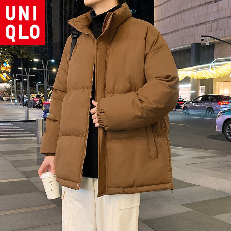 UNIQLO ม-8เอ็กแอล ยูนิโคล่ ฤดูหนาวแจ็คเก็ตผ้าฝ้ายที่อบอุ่นหนา, ไม่จํากัดเพศ หลวมยืนปกแจ็คเก็ตกันลม, แจ็คเก็ตที่อบอุ่นแฟชั่น