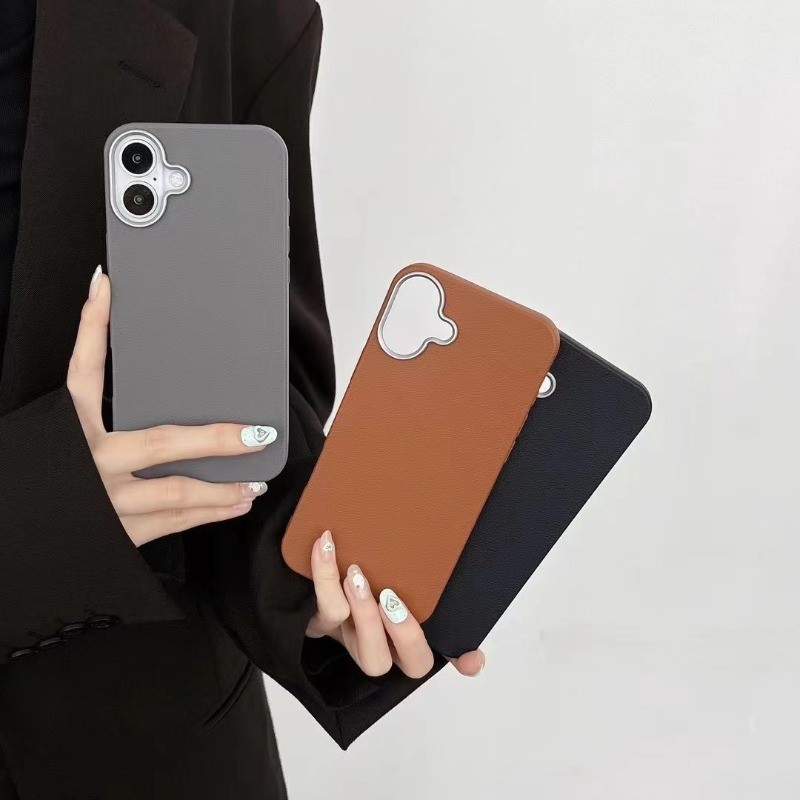 Iphone 16 15 14 13 12 11 Pro Max X XR Max 7 8 Plus INS ขั้นสูง minimalist คู่ธุรกิจหนังรูปแบบเคสโทรศัพท์ Soft