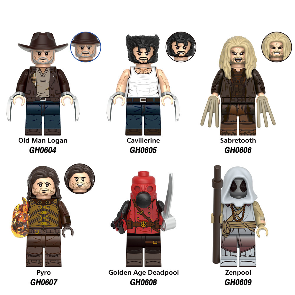 Old Man Logan Cavillerine Sabretooth Pyro Golden Age Deadpool Zenpool Mini Building Block รูปของเล่น