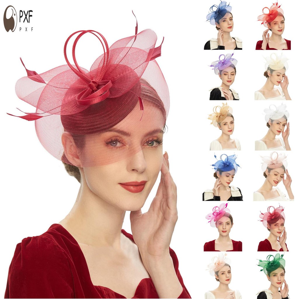 ค็อกเทลงานแต่งงาน Feather Fascinators ประณีต Fine Workmanship ที่คาดผมตาข่าย