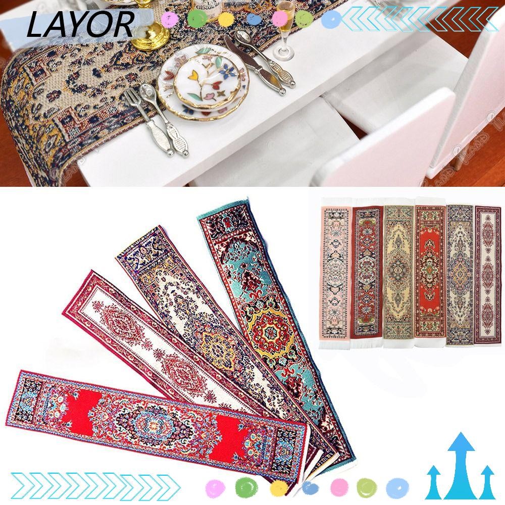 Lay พรมตุ๊กตา, 1:12 Scale ตุรกีสไตล์ Miniature พรมทอ, ของเล่นหลายสี Playing House ของเล่นเฟอร์นิเจอร์บ้านตุ๊กตา Tableflag ตุ๊กตา