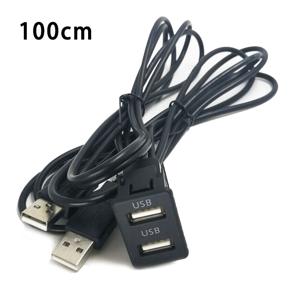 [LSAR] 100 ซม.รถ Dash Flush Mount แผงพอร์ต USB Dual USB Extension Adapter Cable