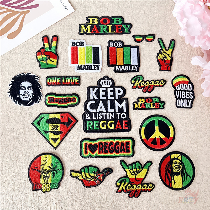 ♚ Bob Marley:Keep Calm & Listen To Reggae Iron-On Patch ♚ 1 ชิ้นแฟนคอลเลกชัน DIY เย็บบนเหล็กบนป้ายแพทช์
