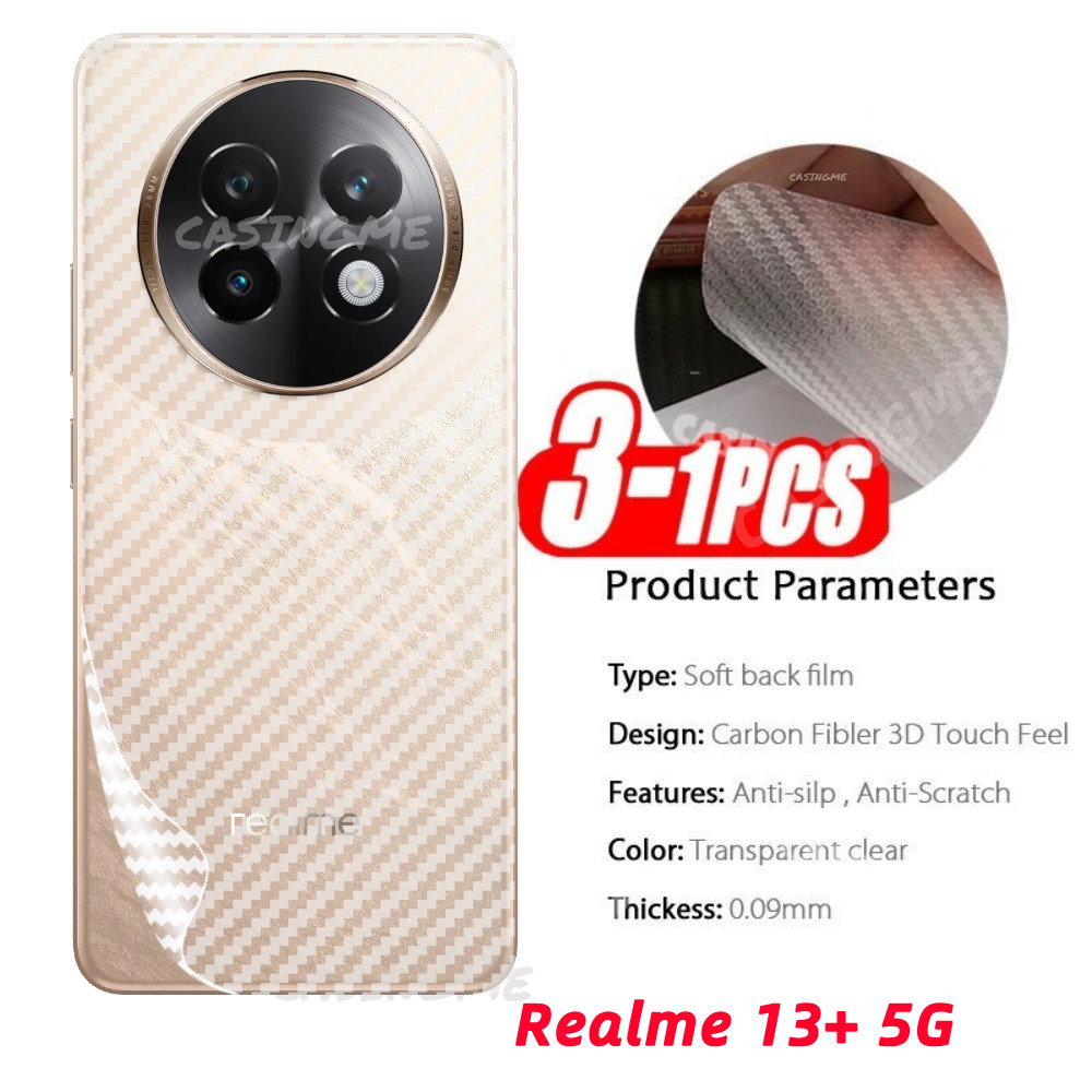 Realme 13 + 5G 3D กลับคาร์บอนไฟเบอร์โทรศัพท์หน้าจอฟิล์มด้านหลังสําหรับ Realme 13 + Realme13 + 13x 13 + 4G 5G โปร่งแสง Anti-Scratch สติกเกอร์ป้องกันคาร์บอนไฟเบอร์ฟิล์มป้องกันหน้าจอ