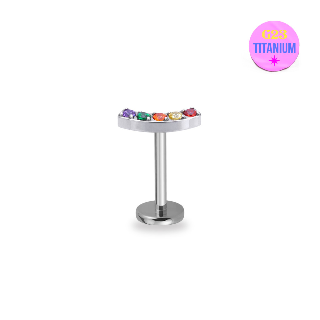 Rainbow CZ Flatback Earring (1ชิ้น)