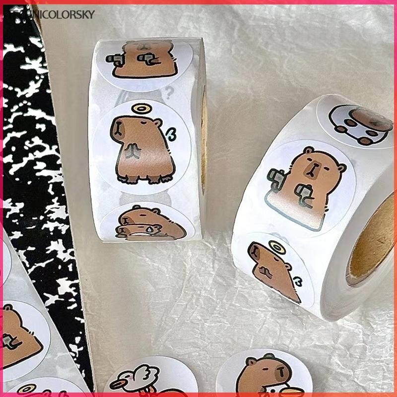 Technicolorsky 500pcs การ์ตูน Capybara สติกเกอร์ Decals ตกแต่ง DIY โทรศัพท์โน้ตบุ๊คกระเป๋าเดินทางแล็ปท็อปตู้เย็นเด็กสติกเกอร์ TSY