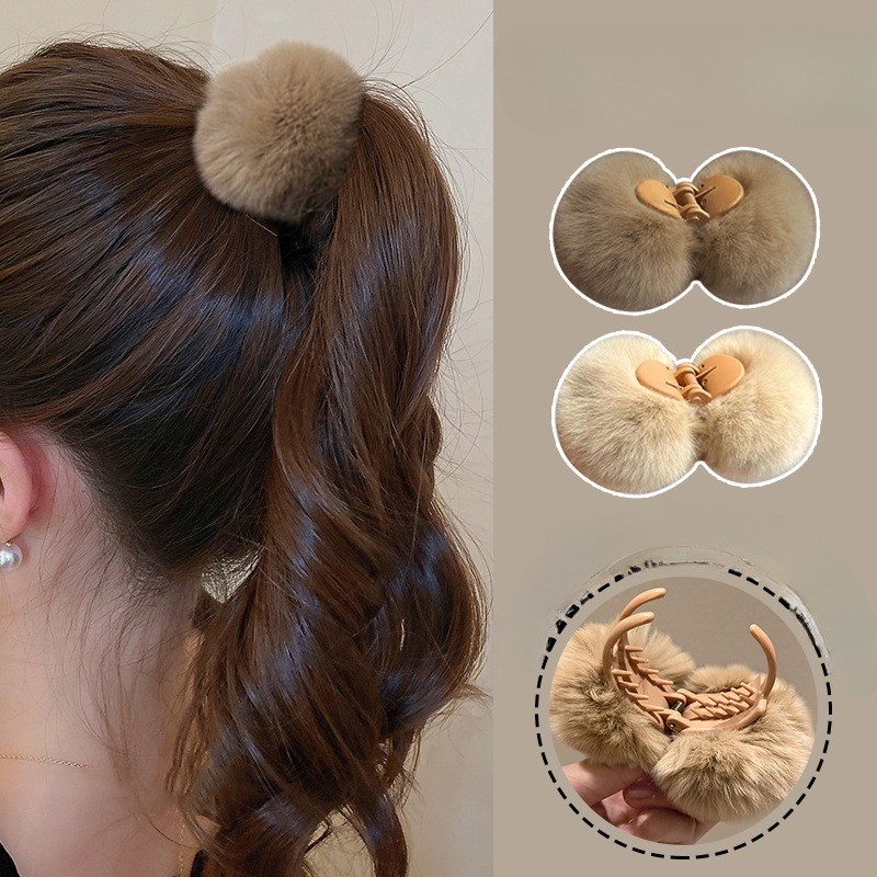 แฟชั่นฤดูหนาวน่ารัก Puffy Ball คลิป Grips กิ๊บติดผม Hairpin Headwear อุปกรณ์เสริม