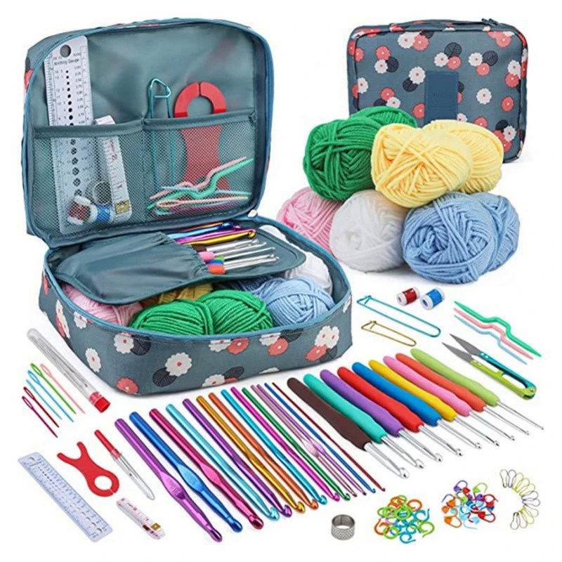 107 Pieces Crochet Hooks Set, Ergonomic Knitting Needle Weave Yarn Kits with Storage Case and Croche