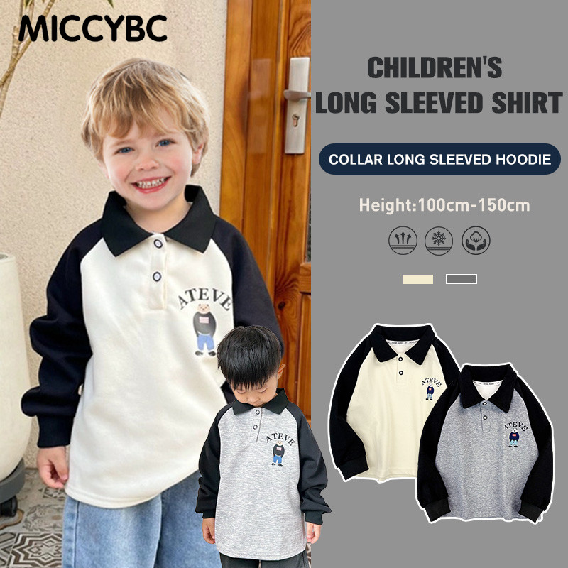 [MICCYBC]เสื้อโปโลสําหรับเด็ก 2-8 ปี การ์ตูนปกแขนยาวเสื้อยืดสลิมฟิตเด็กชายและเด็กหญิงท็อปส์สําหรับฤดูใบไม้ผลิและฤดูใบไม้ร่วง