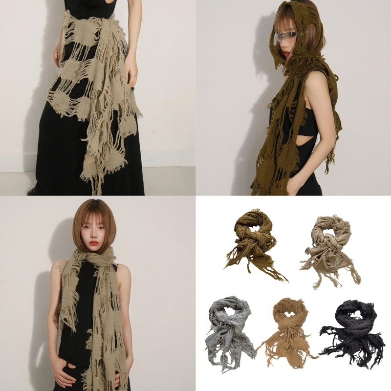 OPP Ragged Wool Neckwear Warm Distressed Fashion 2000s Neck Scarf สําหรับผู้ชายและผู้หญิง