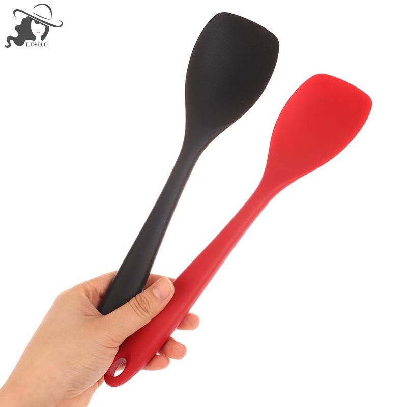 Lishhu ช้อนซิลิโคนเกรดอาหารไม้พายทําอาหารทนความร้อนช้อน Non Baking Scraper กวน Scooping สลัดช้อนผสม th