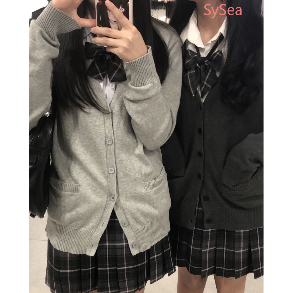 ฤดูใบไม้ร่วงของผู้หญิง Jk Preppy สไตล์ถักเสื้อกันหนาวคอวีหลวม ราคา ถูกที่สุด ดีลบีเคเค แกลเลอรีภาพที่ 8