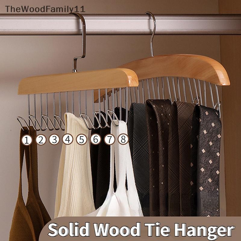 Tt เข็มขัดไม้ Camisole ไม้แขวนเสื้อ 8 ตะขอ Tie หมวก Rack Non Slip ประหยัดพื้นที่ตู้เสื้อผ้าเสื้อผ้าผู้ถือ TH