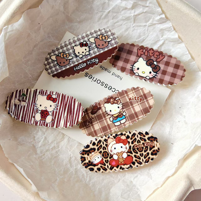 แฟชั่นอะคริลิค Kt Cat Bowknot Hairpin สําหรับผู้หญิง