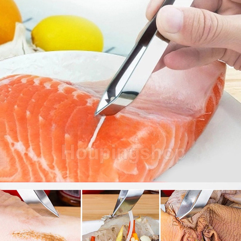 สแตนเลสกระดูกปลาคลิปเป็ดผมปากคีบกําจัดอาหารทะเลก้างปลาถอนขนหนีบแกดเจ็ตครัว