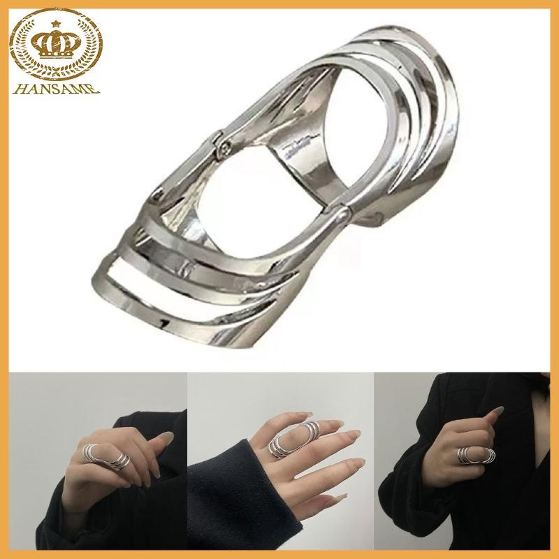 Han Retro Hollow Bendable Ring Punk Wide Chunky Ring แฟชั่นแหวนใหญ่