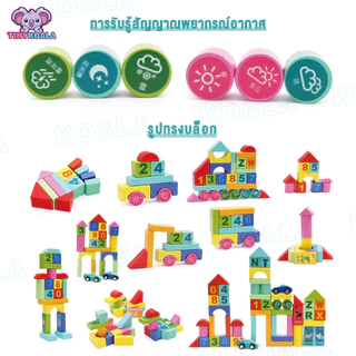 🔥แถมกล่อง+ผ้าถุง🔥Tinykoala บล็อกไม้ บล็อกไม้อักษร บล็อคไม้ตัวต่อ 100 ชิ้น ของเล่นไม้เสริมพัฒนาการ เล่นไม้หลากหลายรูปทรง
