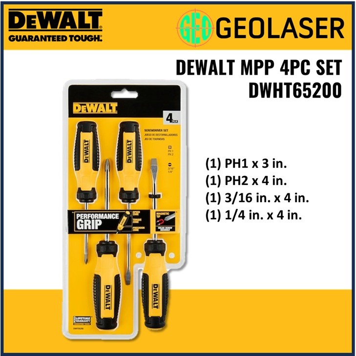 DEWALT 4PC DWHT65200 MPP SCREWDRIVER SET