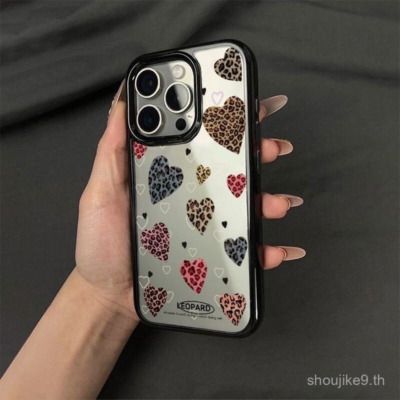 Insสไตล์เสือดาวพิมพ์หัวใจอะคริลิคเหมาะสําหรับiPhoneเคสโทรศัพท์เหมาะสําหรับiPhone 16 Pro Max/15/14 Pr