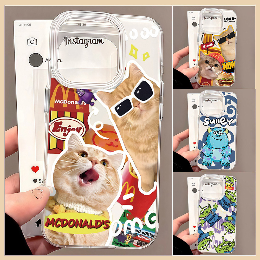 เคสมือถือ For iPhone 11 15 16 14 13 12 Pro Max XS XR 13 Pro 16 Plus Case การแสดงออกของแมวน่ารัก ครีม IMD แบบนิ่ม TPU เคส